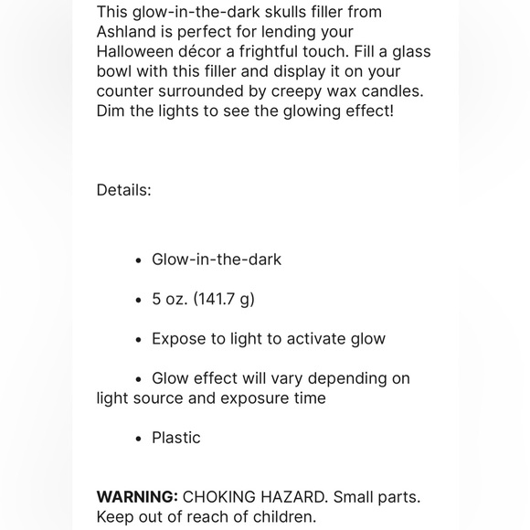 ASHLAND Glow-in-the-Dark Skulls Decorative Filler 5oz NEW - Picture 3 of 6